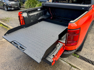 Sliding Tray for BYD Shark 6 installed in truck bed, showcasing heightened cargo accessibility in the new 2025+ plug-in hybrid ute.