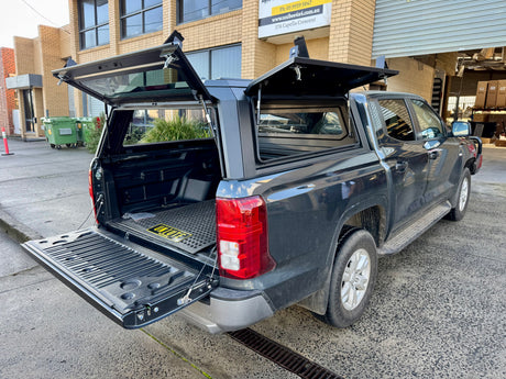 UniUte stainless steel canopy for Mitsubishi Triton MV 2024+ — fitted on a dual cab ute