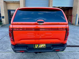 BYD Shark 6 fibreglass canopy — rear three-quarter view showing the hatch and profile