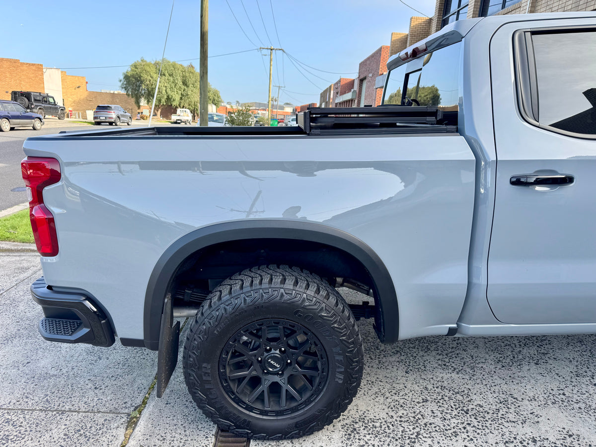 Tri-fold hard lid for Chevrolet Silverado 1500 — full bed coverage installed