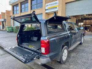 Triton MV stainless steel canopy — side window open showing ventilation and access