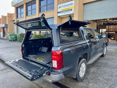 Triton MV stainless steel canopy — side window open showing ventilation and access