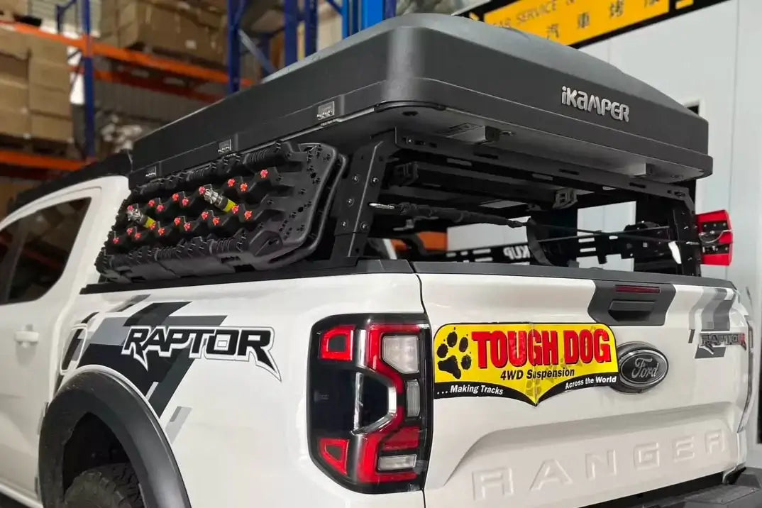 Universal multifunction tub rack on Ford Ranger with camping gear