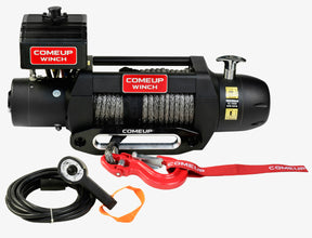 ComeUp Seal Gen2 9.5s 9500lb 12V recovery winch — front unit view showing drum and synthetic rope | UniUte