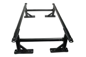 Heavy Duty Aluminium Ladder Rack for ute roller covers, adjustable and strong design, black finish. Supports up to 350kg.