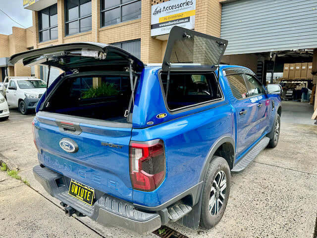 Ford Ranger Canopy 2022-2025 FORCE PRO on a blue Ford Ranger RA NextGen dual cab