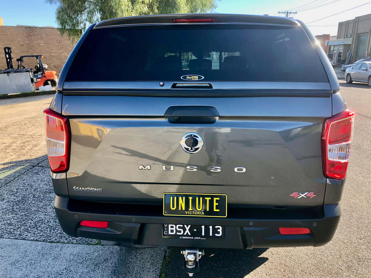 Rear view of SsangYong Musso XLV with UniUte canopy for SsangYong Musso