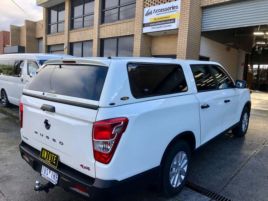 canopy for ssangyong musso XLV 2018-2025 Force Pro white vehicle rear view
