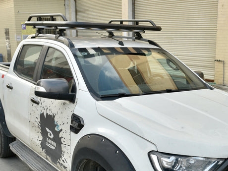  Universal Aluminium Flat Black Roof Rack with Rails 1.55m 